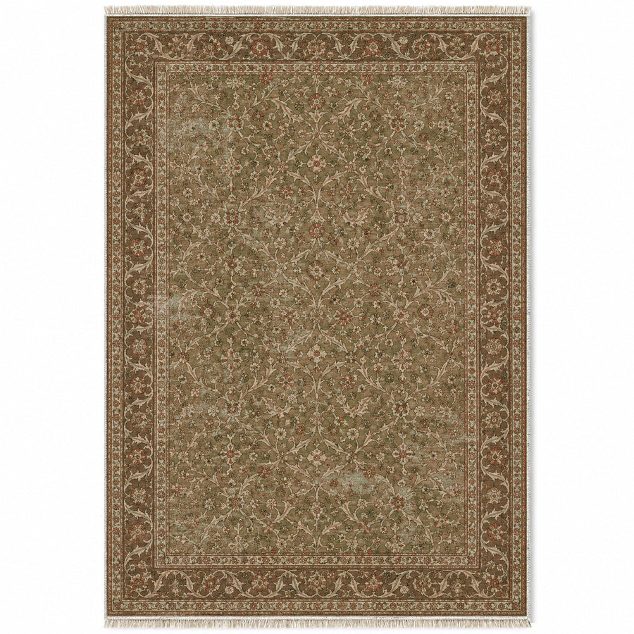Split Leaf Network Clay & Sage Ottoman Washable Rug