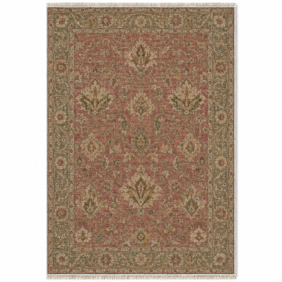 Split Palmette Court Brown Ushak Washable Rug