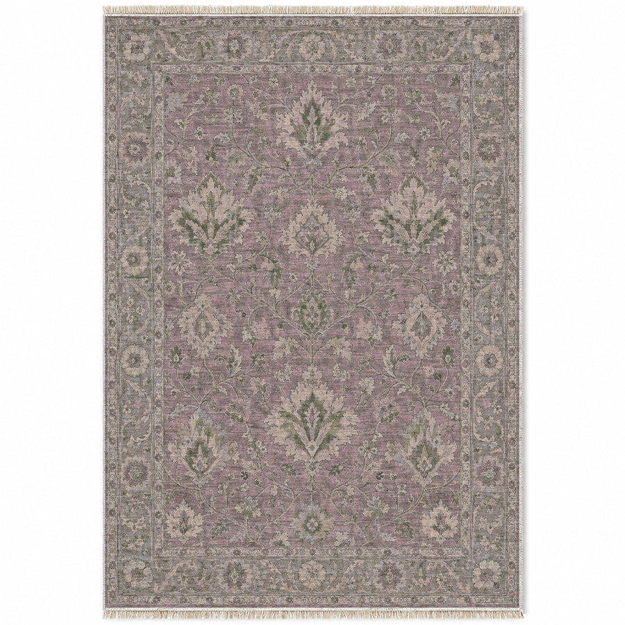 Split Palmette Court Graphite & Linen Ushak Washable Rug