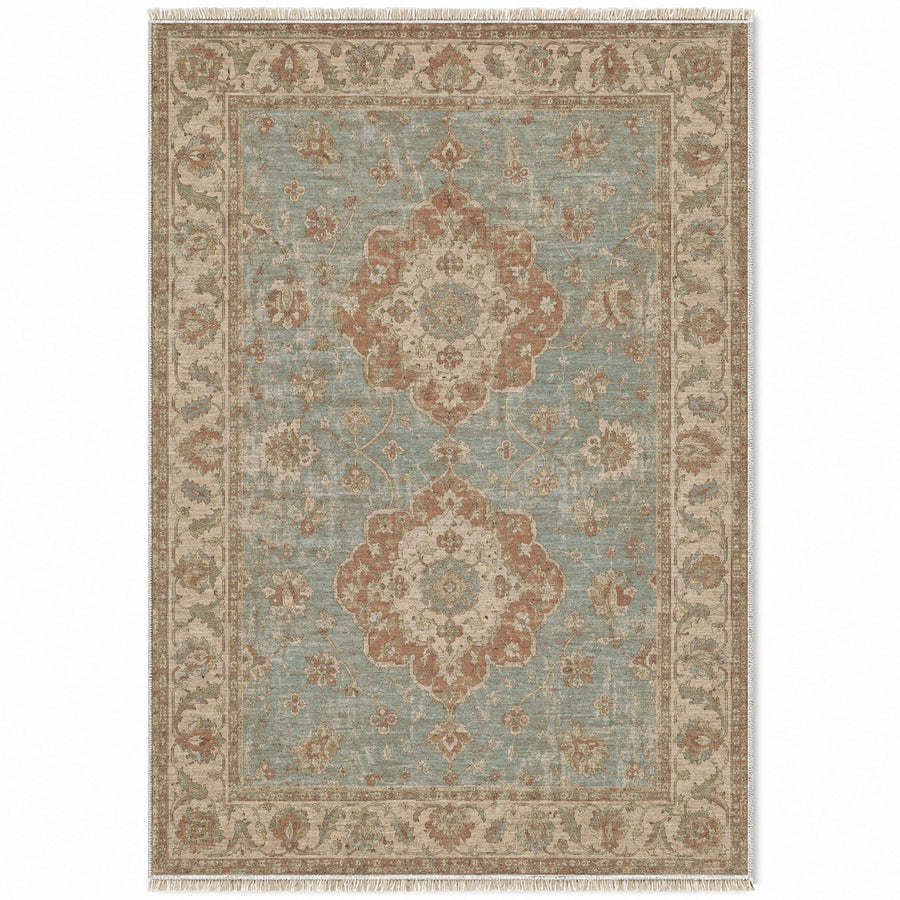 Spotted Medallions Clay & Sage Ushak Washable Rug