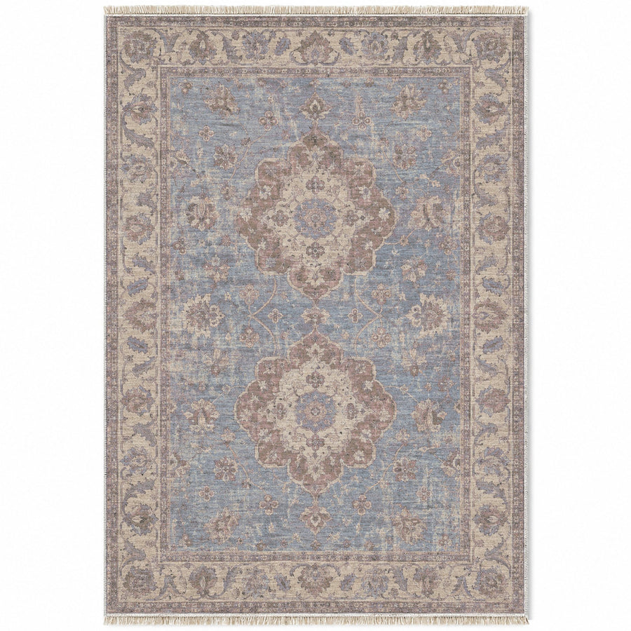 Spotted Medallions Graphite & Linen Ushak Washable Rug