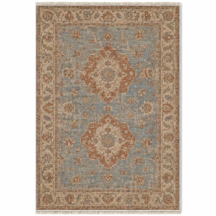 Spotted Medallions Grey & Beige Ushak Washable Rug