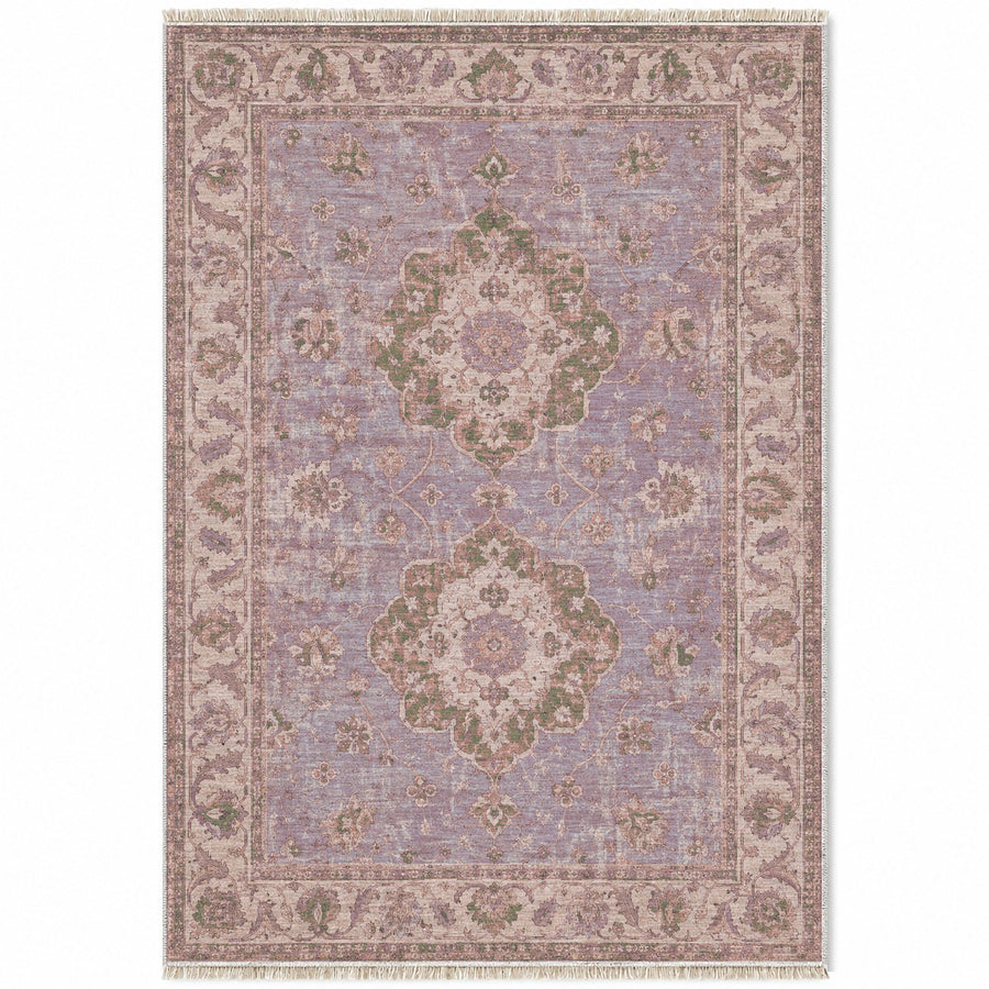 Spotted Medallions Rose & Olive Ushak Washable Rug