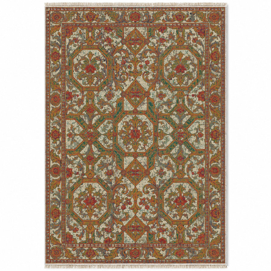 Staircase Marble Emerald & Terracotta Baroque Washable Rug