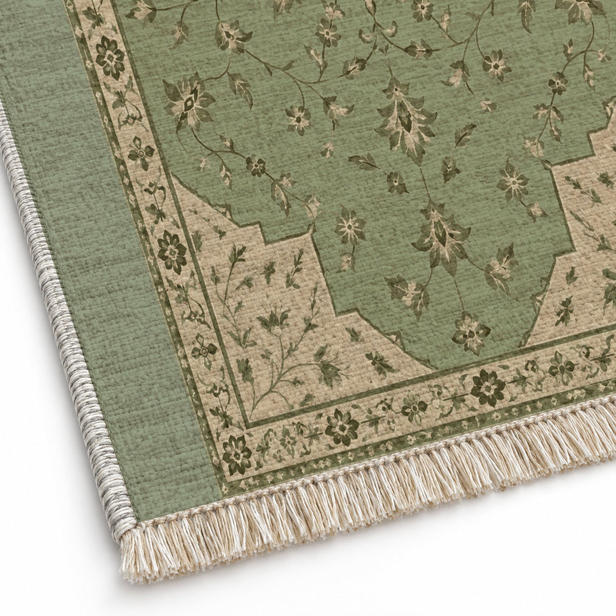 Star Reserve Sage & Oat washable rug close-up of the printed chenille