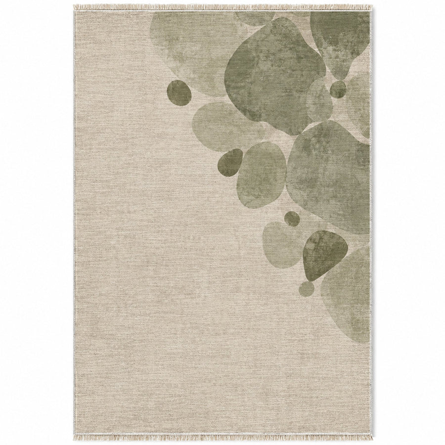 Stone Bloom Ivory & Sage Abstract Washable Rug