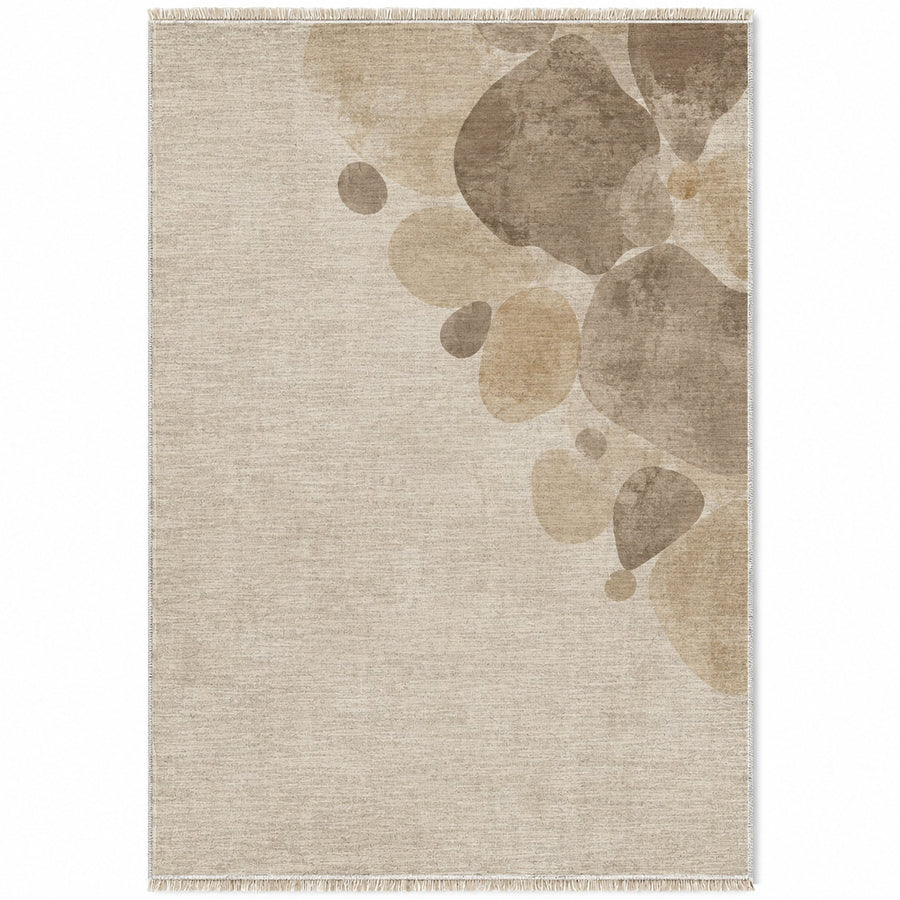 Stone Bloom Ivory & Taupe Abstract Washable Rug