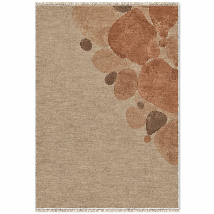 Stone Bloom Sand & Terracotta Abstract Washable Rug