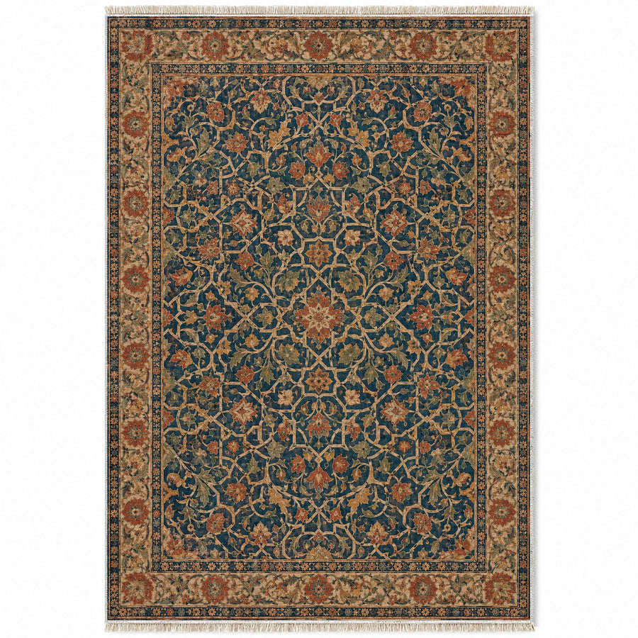 Stucco Lace Indigo & Rust Moorish Washable Rug