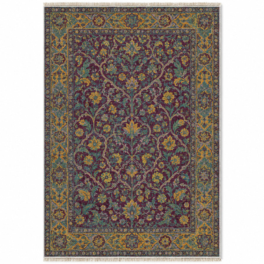 Stucco Orchard Burgundy & Teal Moorish Washable Rug