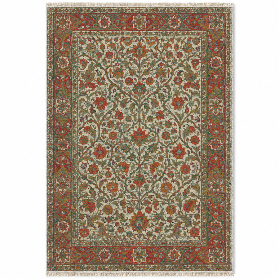 Stucco Orchard Emerald & Terracotta Moorish Washable Rug