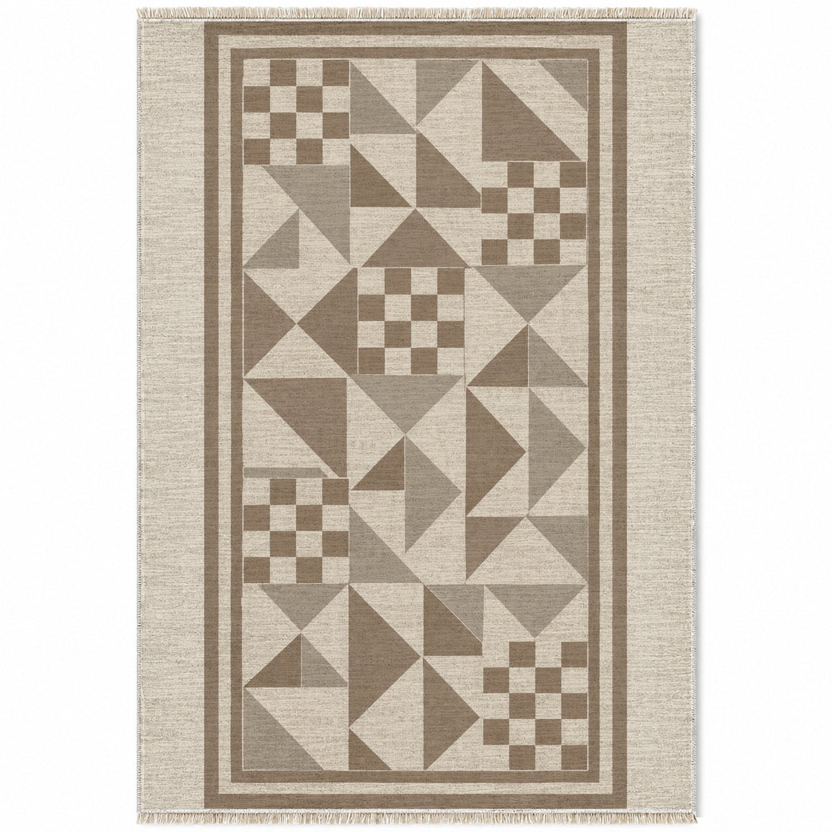 Sunwashed Mosaic Ivory & Taupe washable rug top view