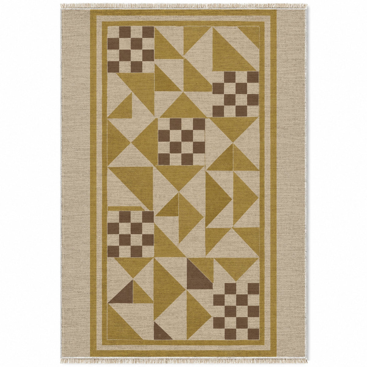 Sunwashed Mosaic Oat & Ochre washable rug top view