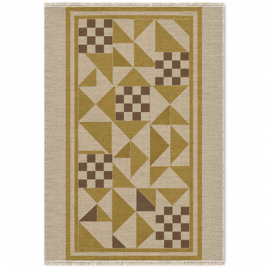 Sunwashed Mosaic Oat & Ochre Mediterranean Washable Rug