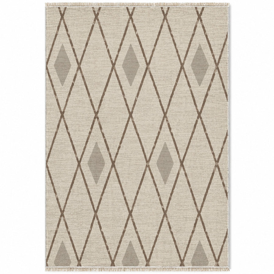 Tall Trellis Ivory & Taupe Berber Washable Rug