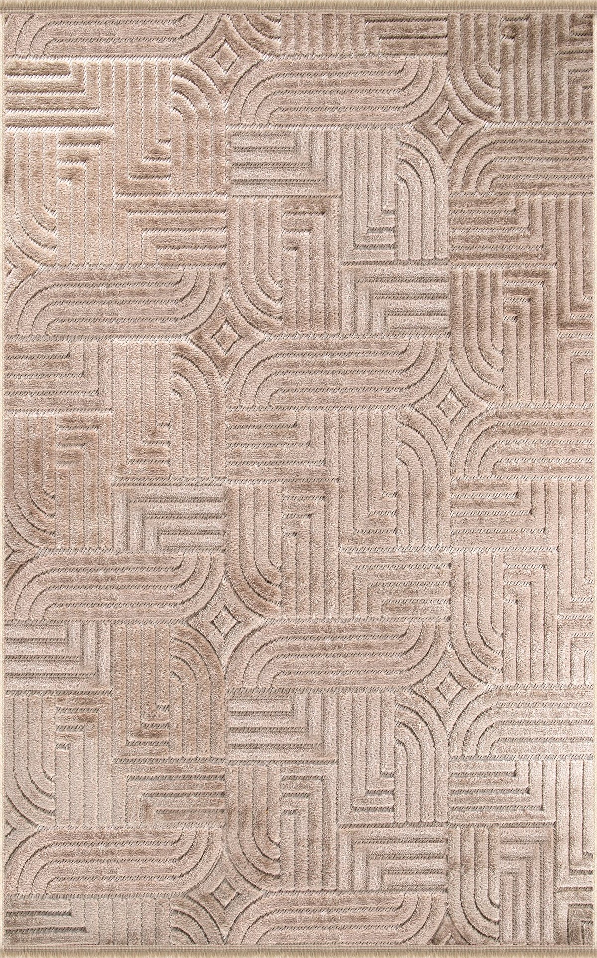Taupe Beige Arch Relief Area Rug TR002 top view
