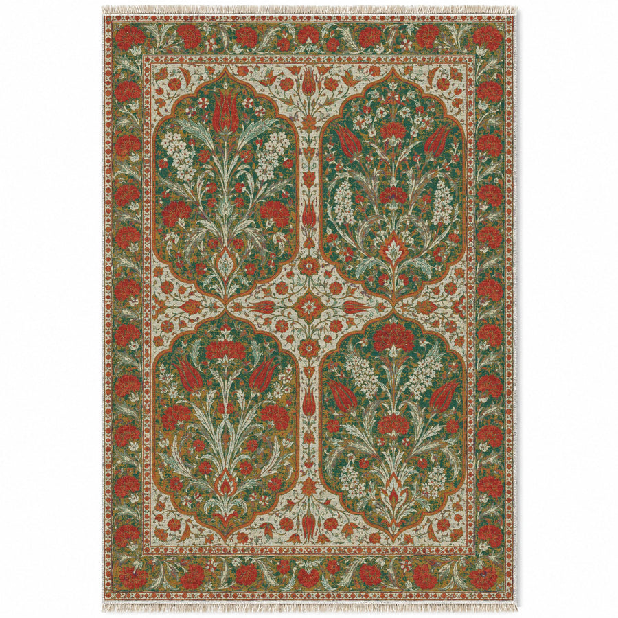 Tile Pavilion Emerald & Terracotta Ottoman Washable Rug