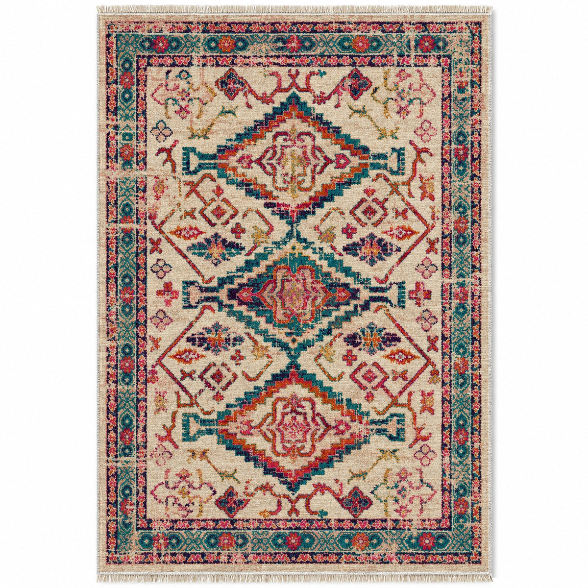 Tribal Medallion 7661 Aubergine washable rug top view