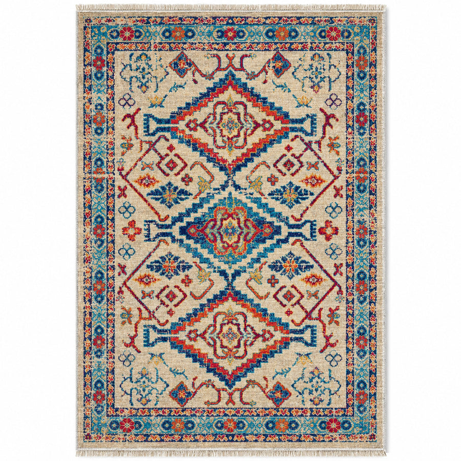 Tribal Medallion 7661 Sapphire Vintage Washable Rug
