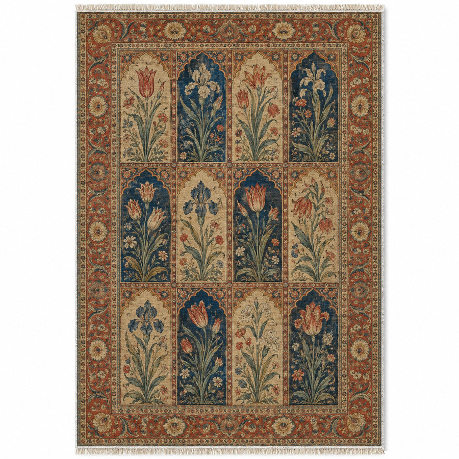 Tulip Album Indigo & Rust Mughal Washable Rug