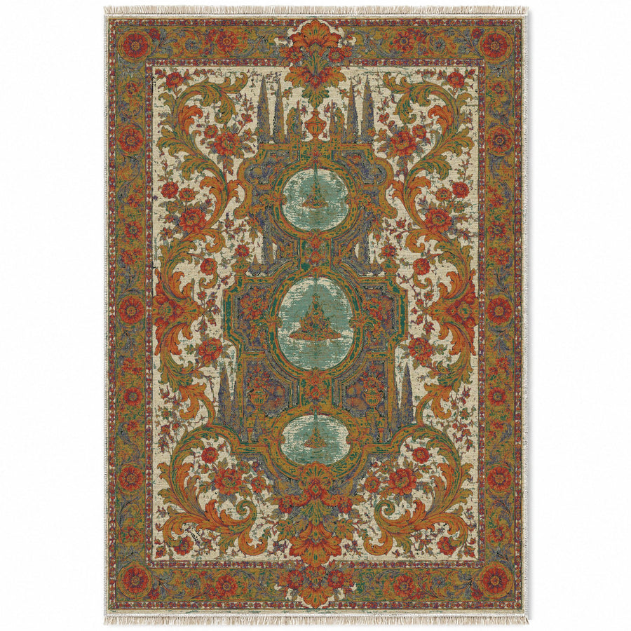 Vanvitelli Axis Emerald & Terracotta Baroque Washable Rug