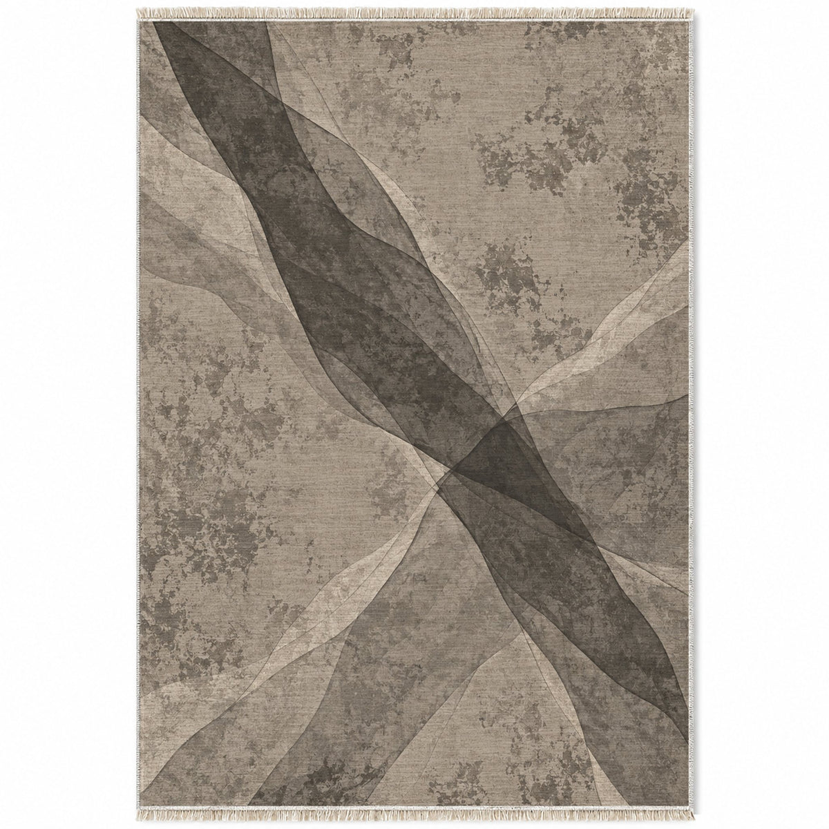 Veil Greige & Charcoal washable rug top view