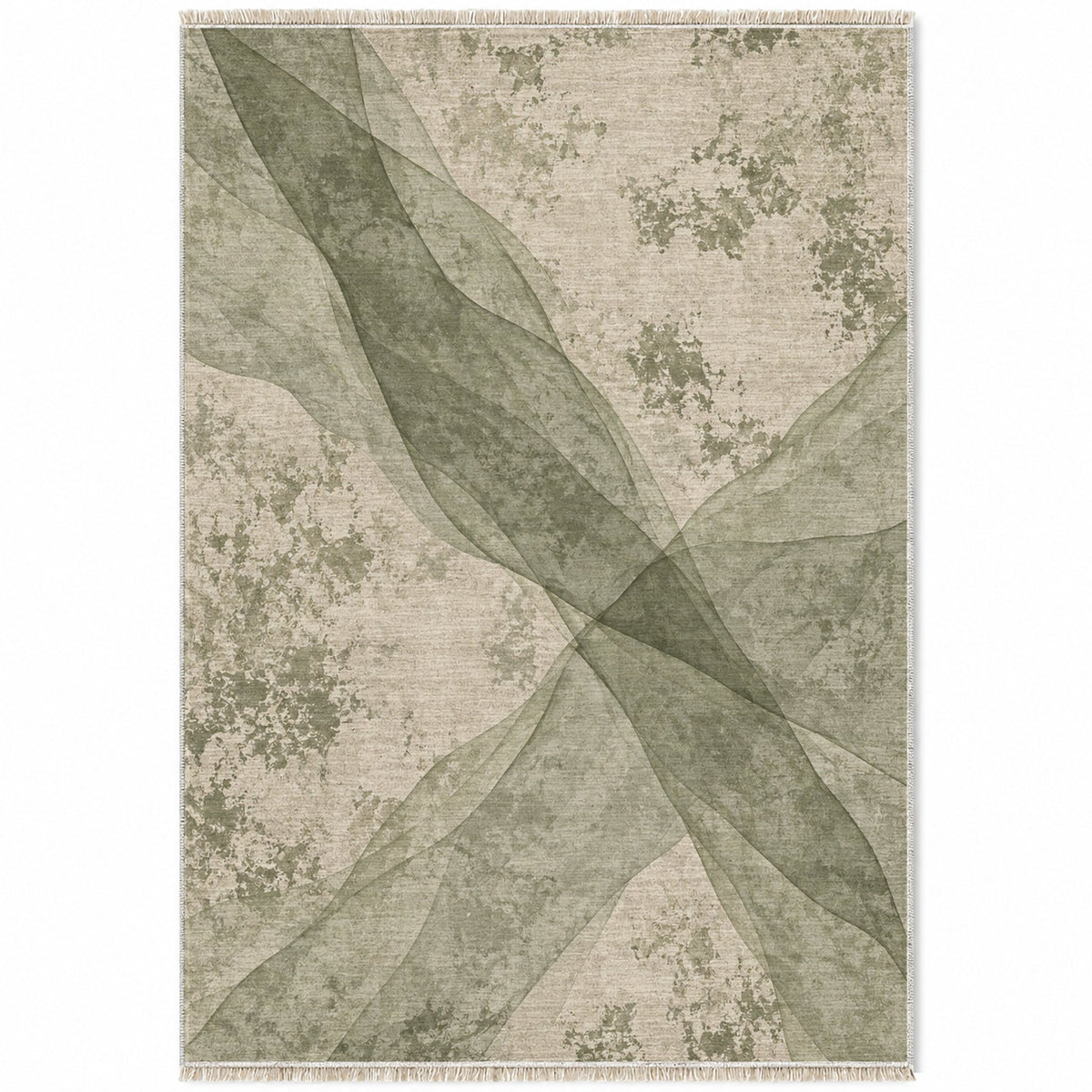 Veil Ivory & Sage washable rug top view
