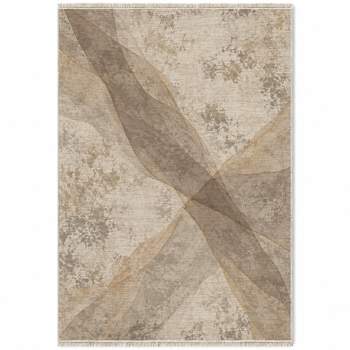Veil Ivory & Taupe washable rug top view