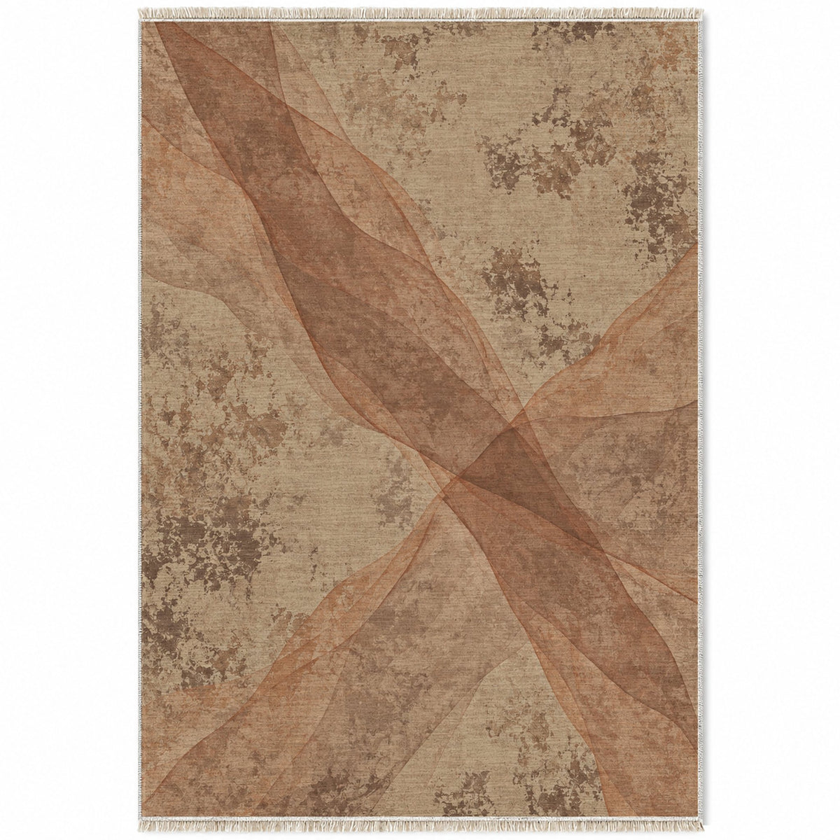 Veil Sand & Terracotta washable rug top view