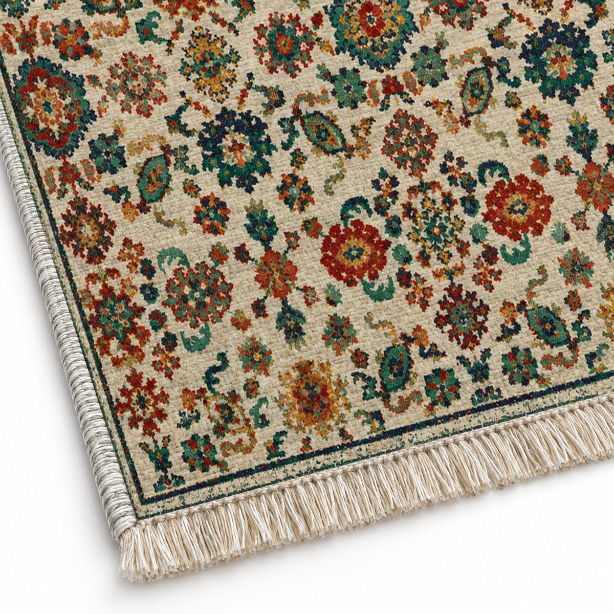 Vintage 7660 Emerald washable rug close-up of the printed chenille