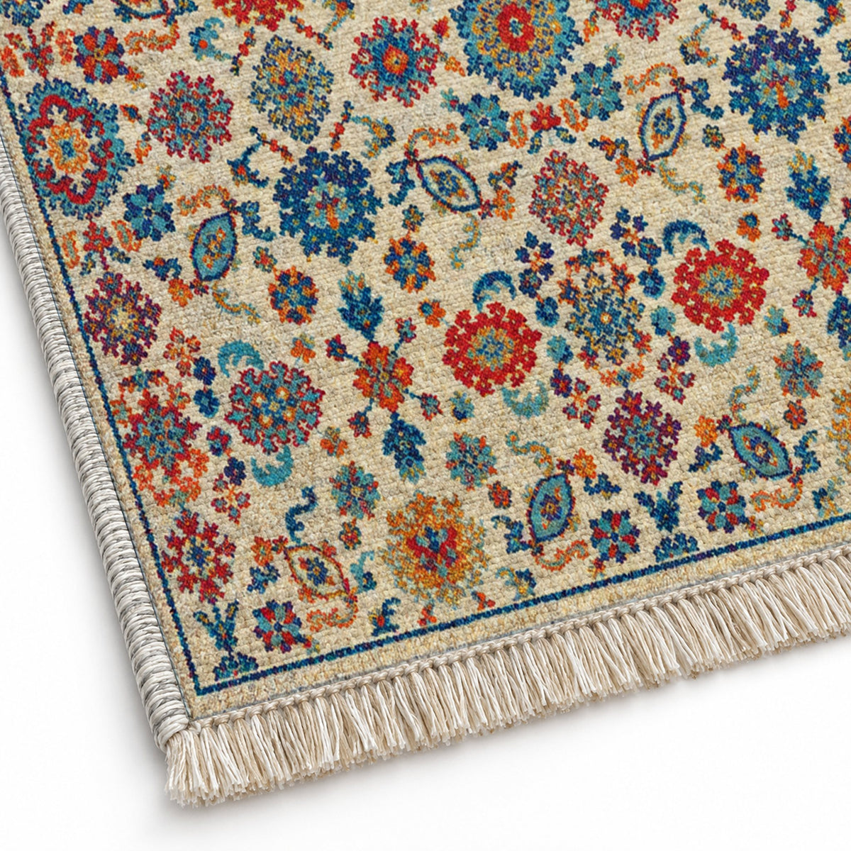 Vintage 7660 Sapphire washable rug close-up of the printed chenille