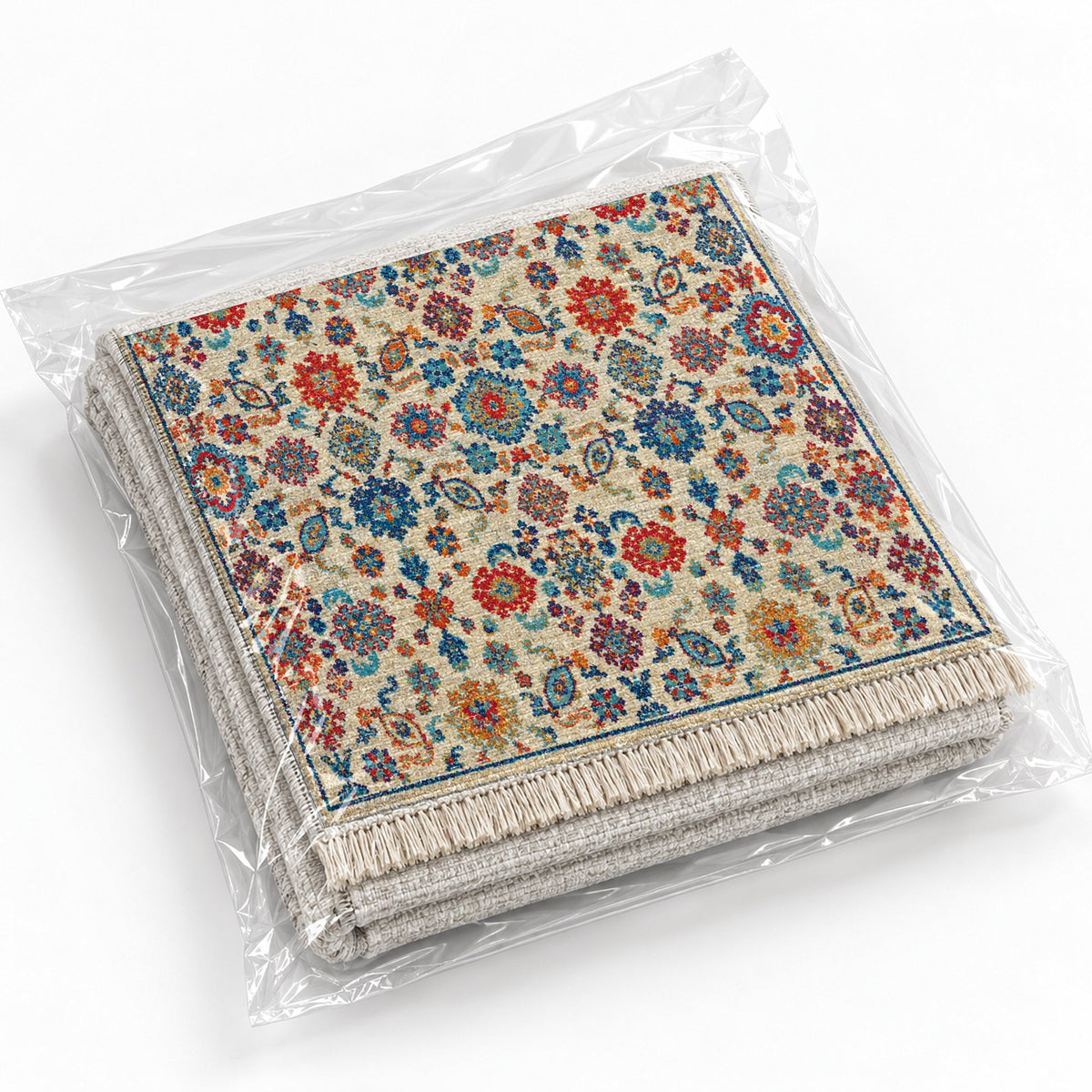 Vintage 7660 Sapphire washable rug rolled and packaged