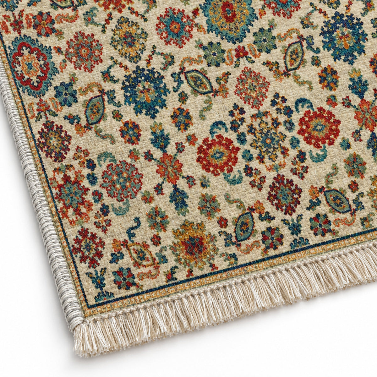 Vintage 7660 Terracotta washable rug close-up of the printed chenille