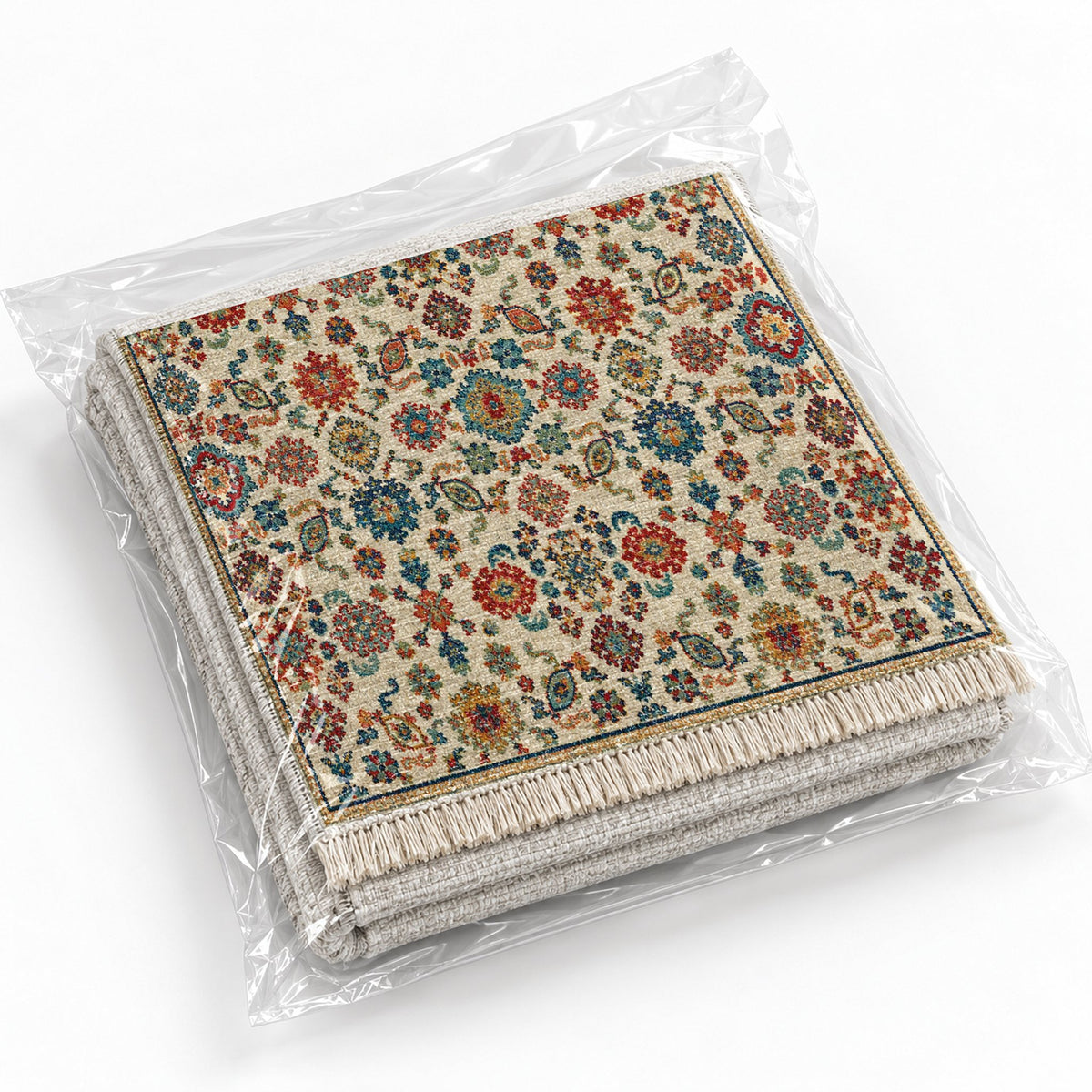 Vintage 7660 Terracotta washable rug rolled and packaged