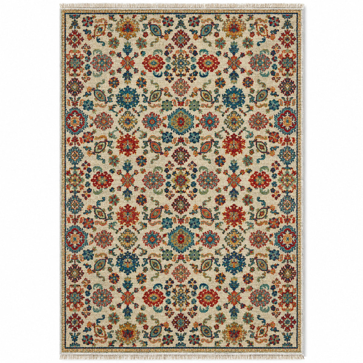 Vintage 7660 Terracotta washable rug top view
