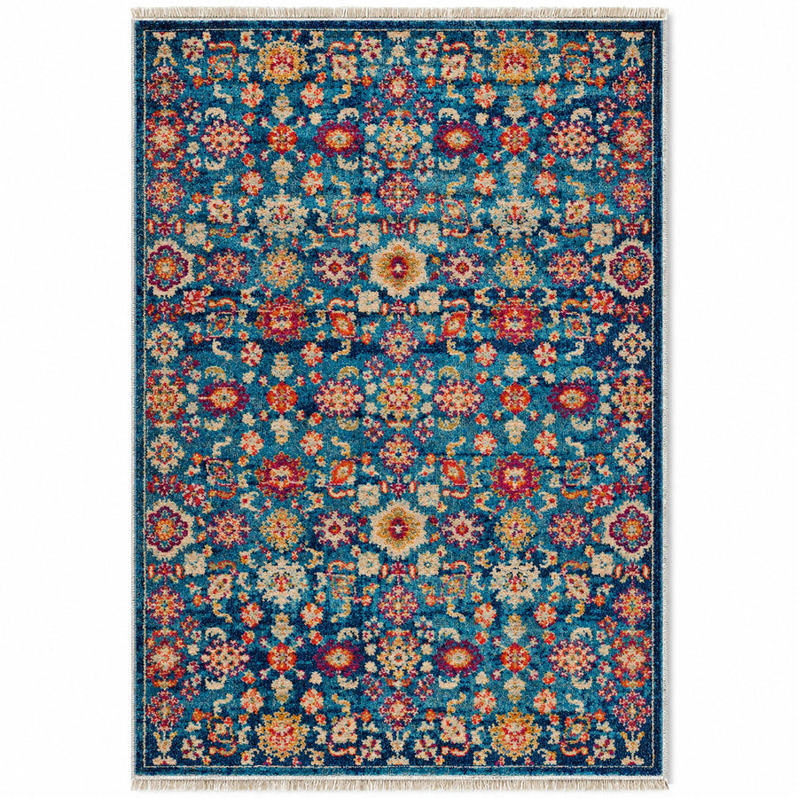 Vintage Floral 7654 Sapphire Washable Rug
