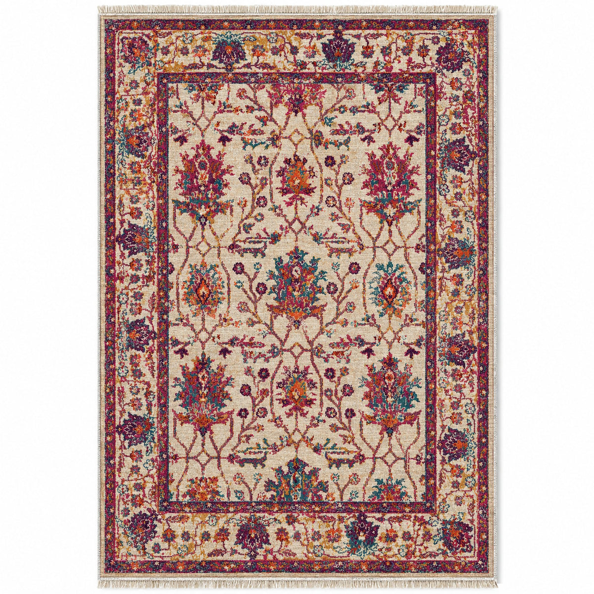 Vintage Floral 7658 Aubergine washable rug top view