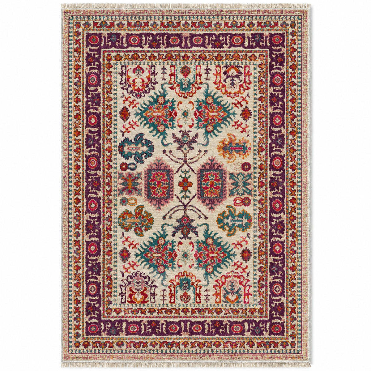 Vintage Heriz 7650 Aubergine washable rug top view