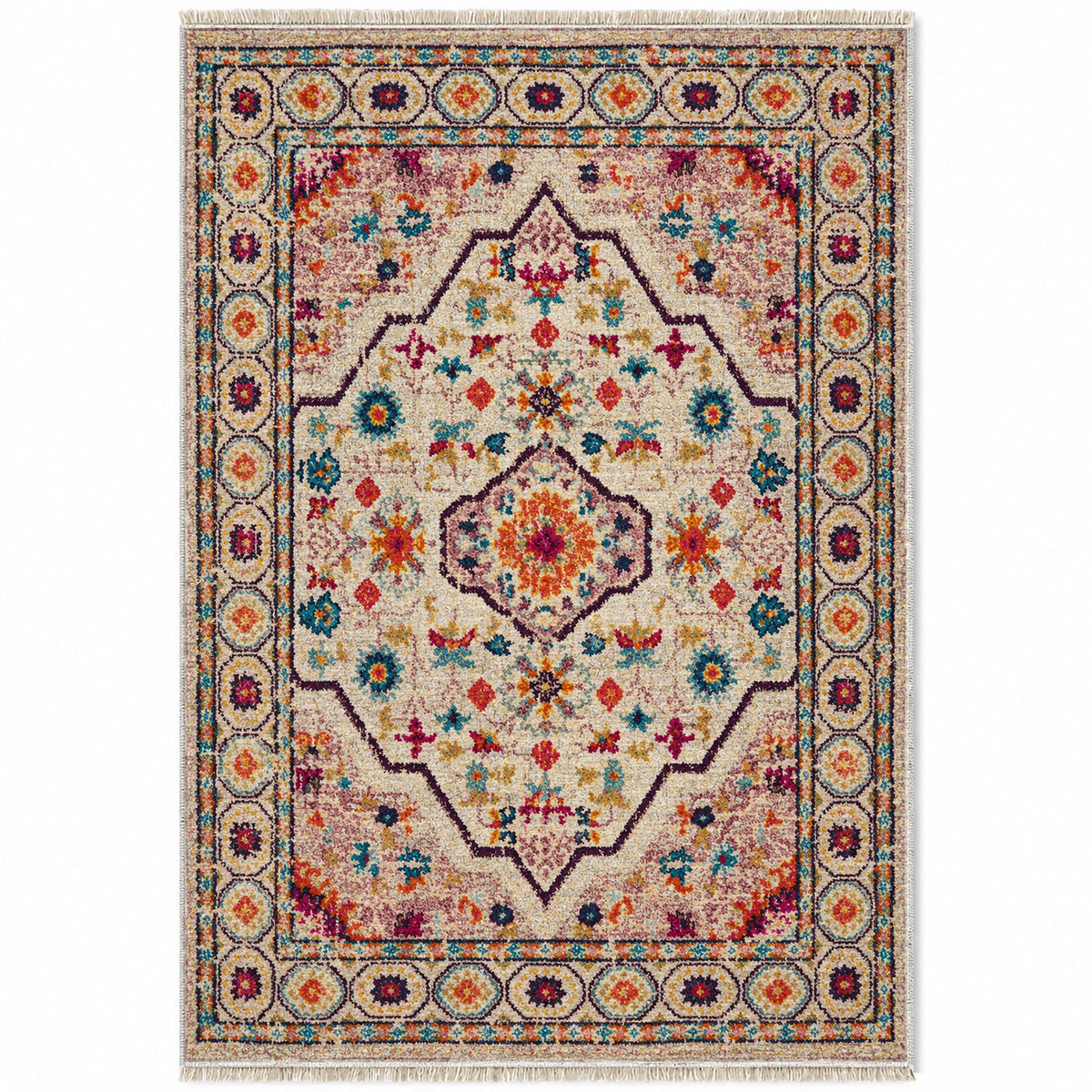 Vintage Medallion 7655 Aubergine washable rug top view