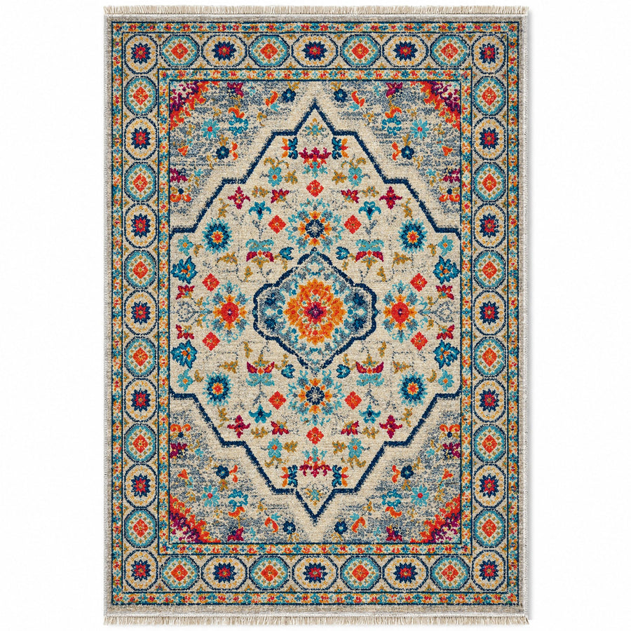 Vintage Medallion 7655 Sapphire Washable Rug