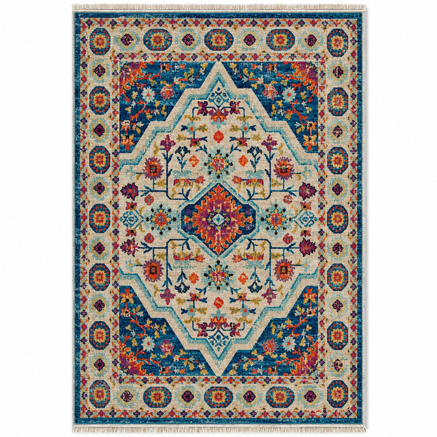Vintage Medallion 7657 Sapphire Washable Rug