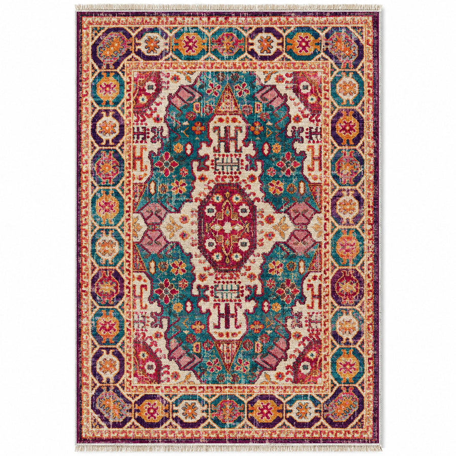 Vintage Medallion 7664 Aubergine Washable Rug