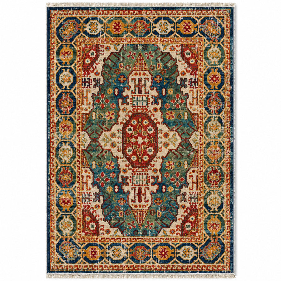 Vintage Medallion 7664 Terracotta Washable Rug