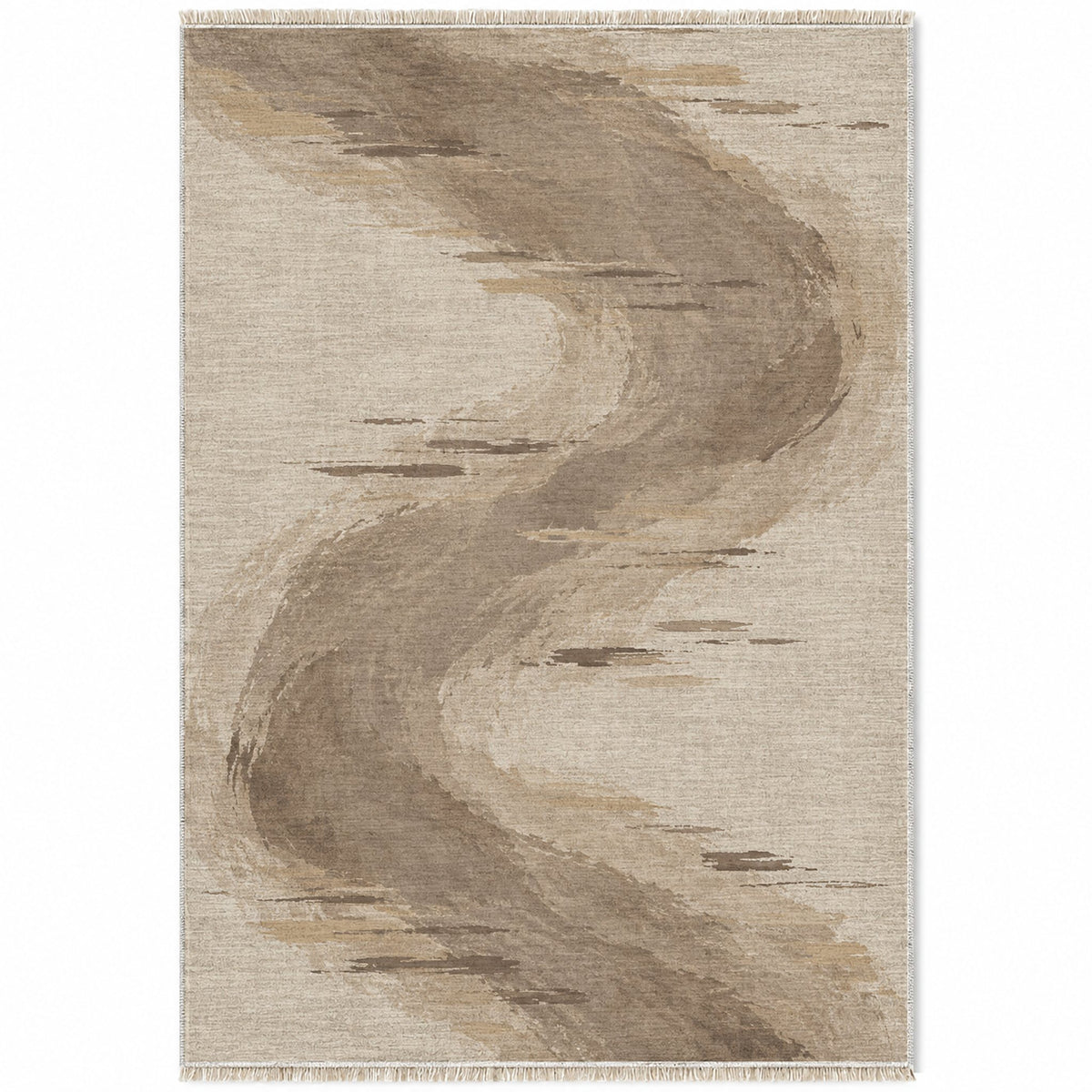 Waterline Ivory & Taupe washable rug top view