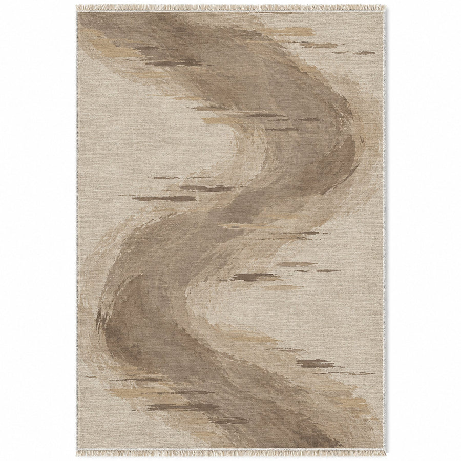 Waterline Ivory & Taupe Abstract Washable Rug