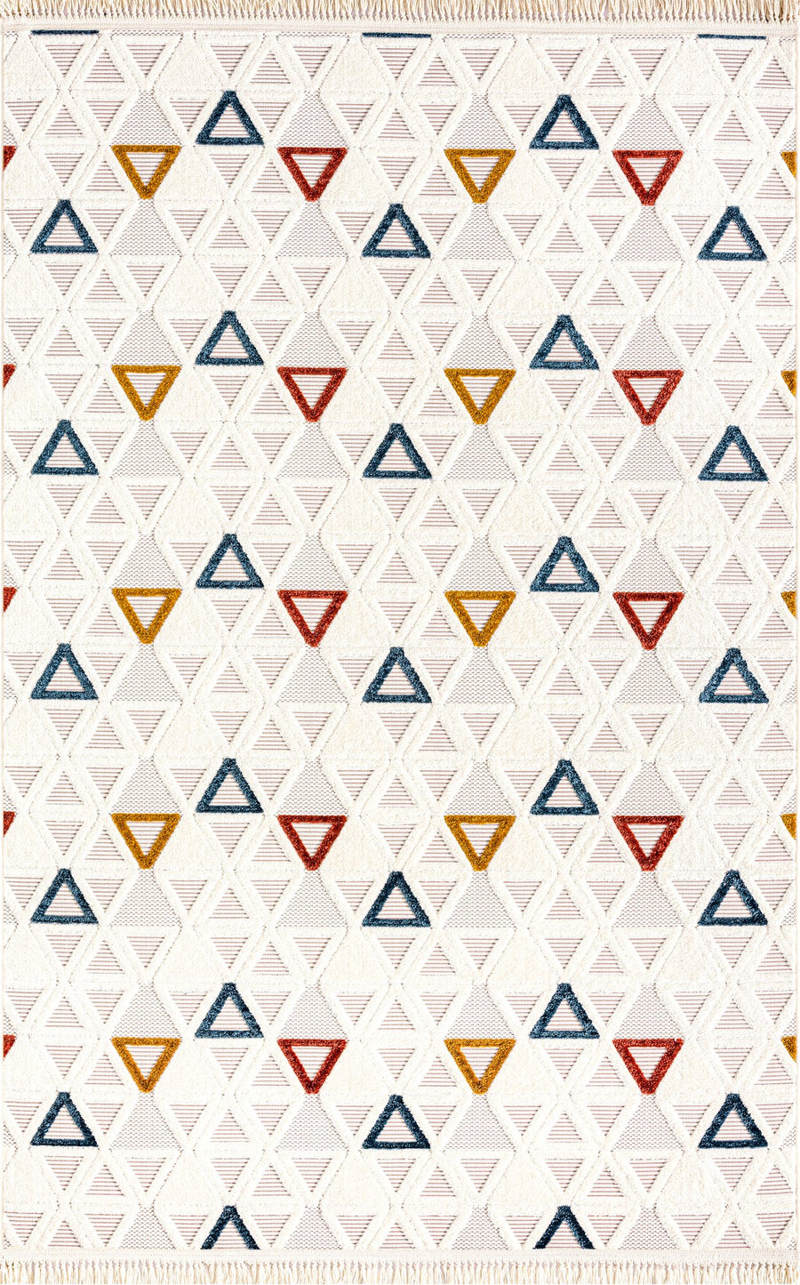 White & Multicolour Triangle Area Rug | Cess CES04