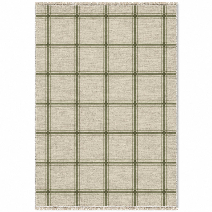 Window Check Ivory & Sage Washable Rug