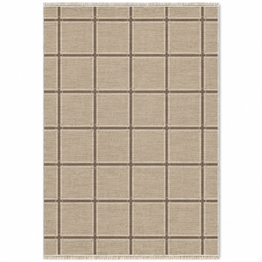 Window Check Oat & Taupe Washable Rug