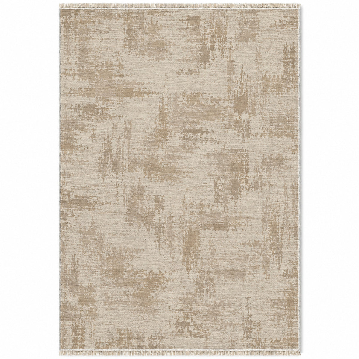 Wool Melange Look Ivory & Oat washable rug top view