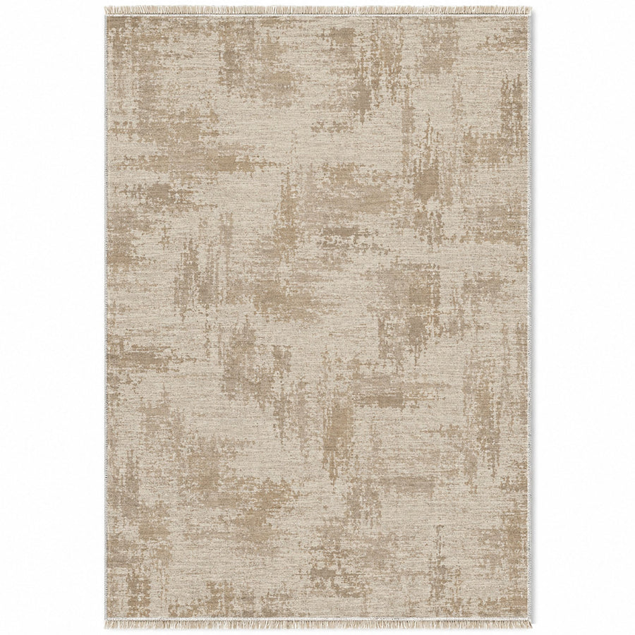 Wool Melange Look Ivory & Oat Textured Washable Rug